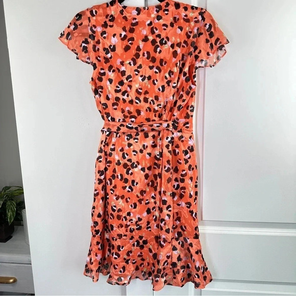 ModCloth Hutch Orange Leopard Print Party Prowl Wrap Mini Dress Size Small NWOT - Picture 5 of 9